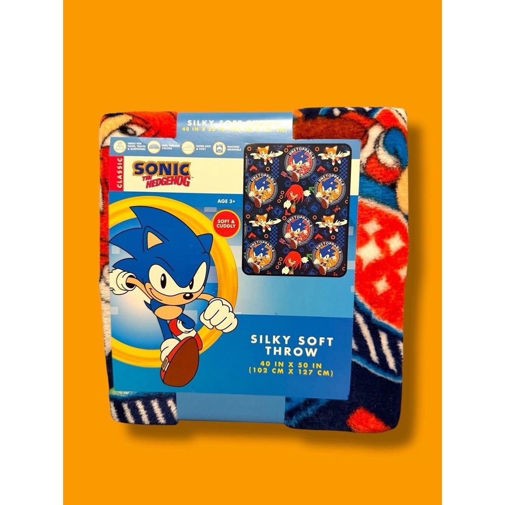 Sonic The Hedgehog Franco Silky Soft Throw Blanket - Brand New 40"X50"